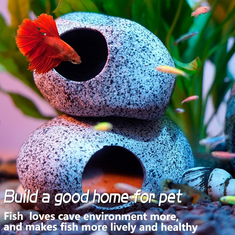 Hide Cave Ceramic - Aquarium-Dekorationen: Höhlen- und Felsen-Dekor für Garnelen,